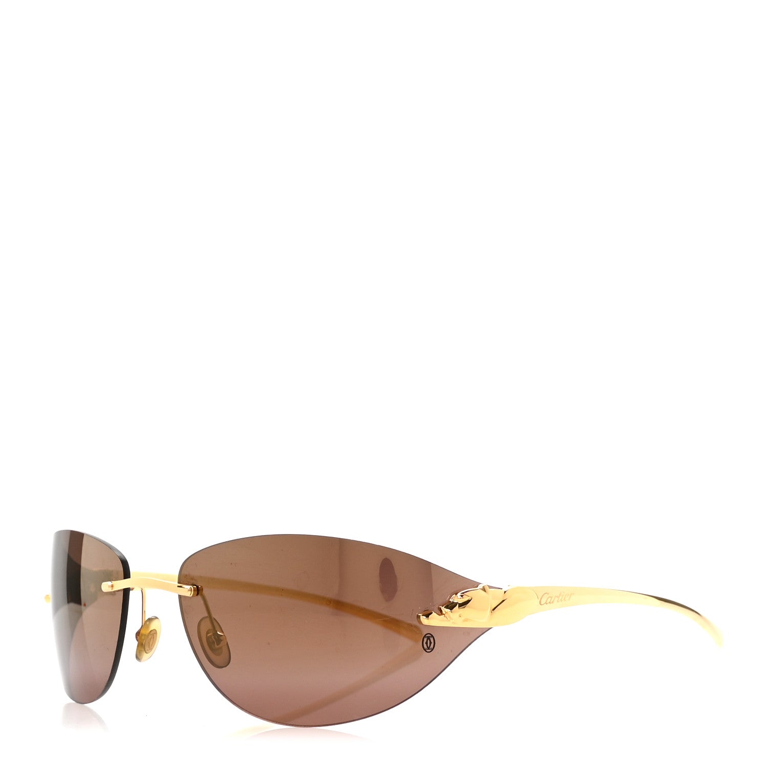 Cartier Metal Panthere De Cartier Rimless Sunglasses Gold 1 of 14
