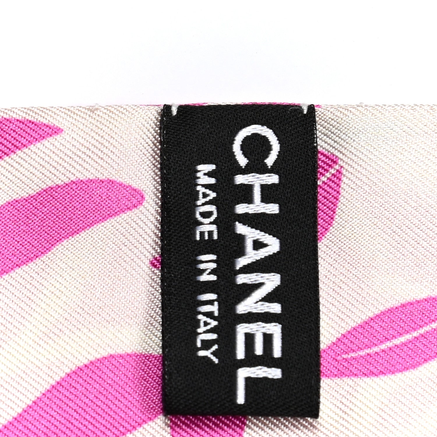 Chanel Silk Logo Slim Bandeau Scarf Pink White 4 of 4
