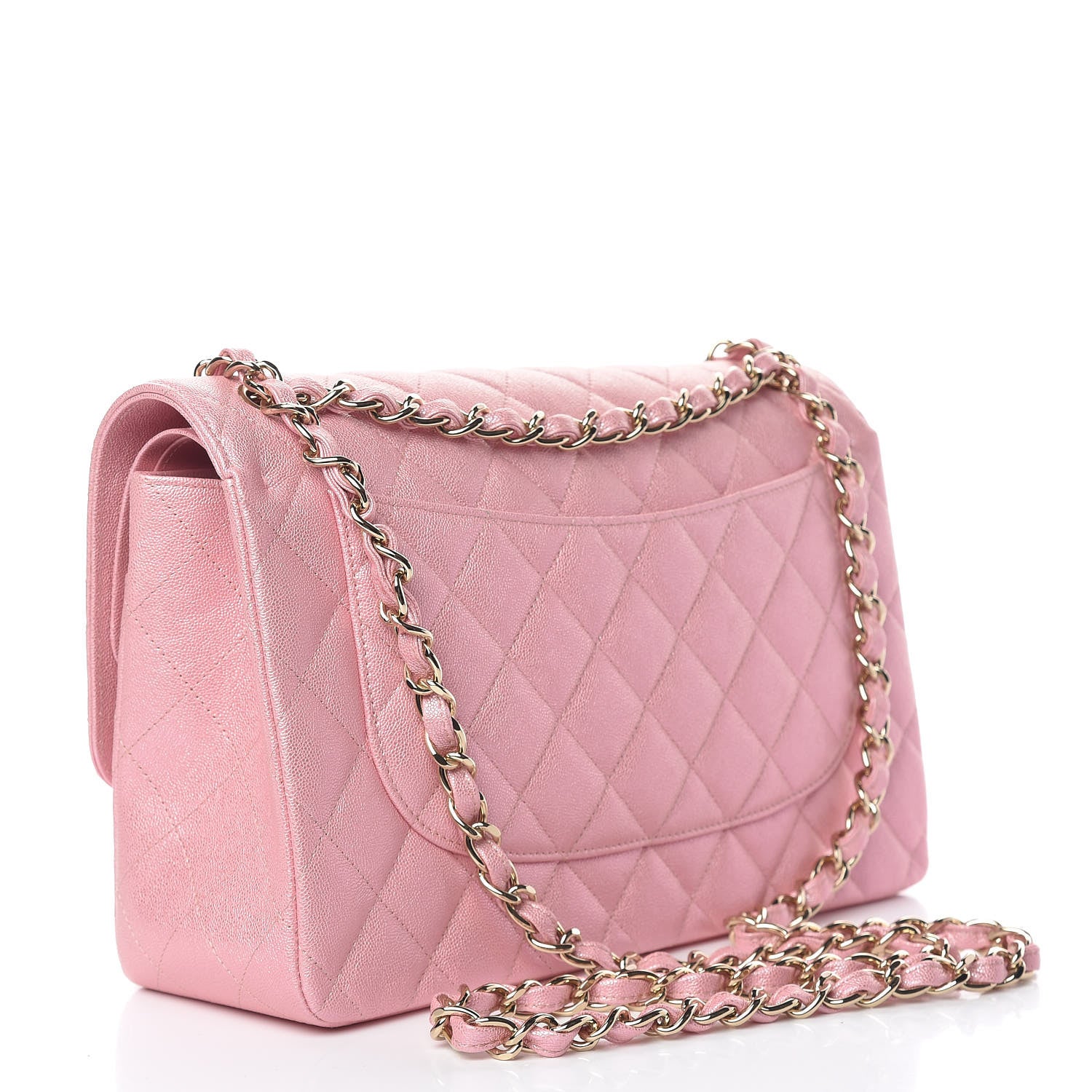 Chanel Iridescent Caviar Quilted Jumbo Double Flap Rose Pink 3 of 10