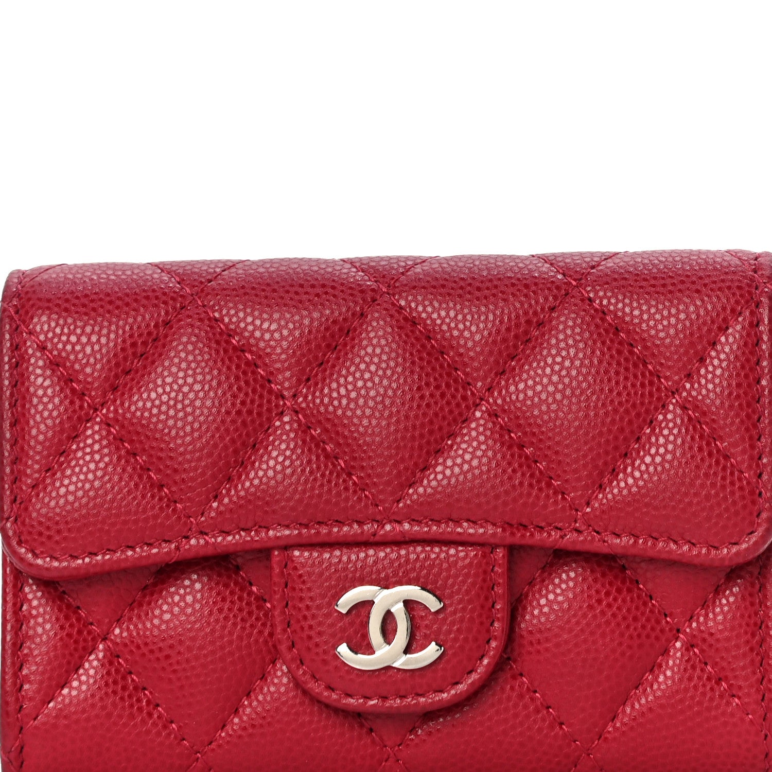 Chanel Caviar Quilted Flap Card Holder Dark Pink 8 of 10