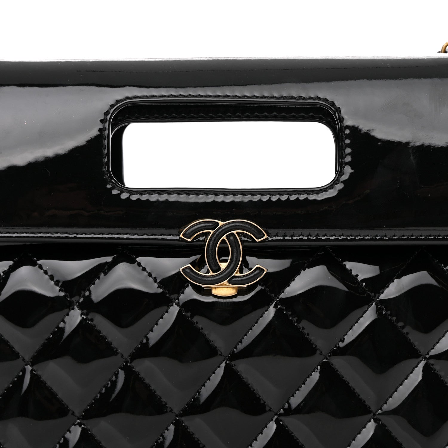 Chanel Patent Quilted Graphic Catch Flap Black 8 of 11