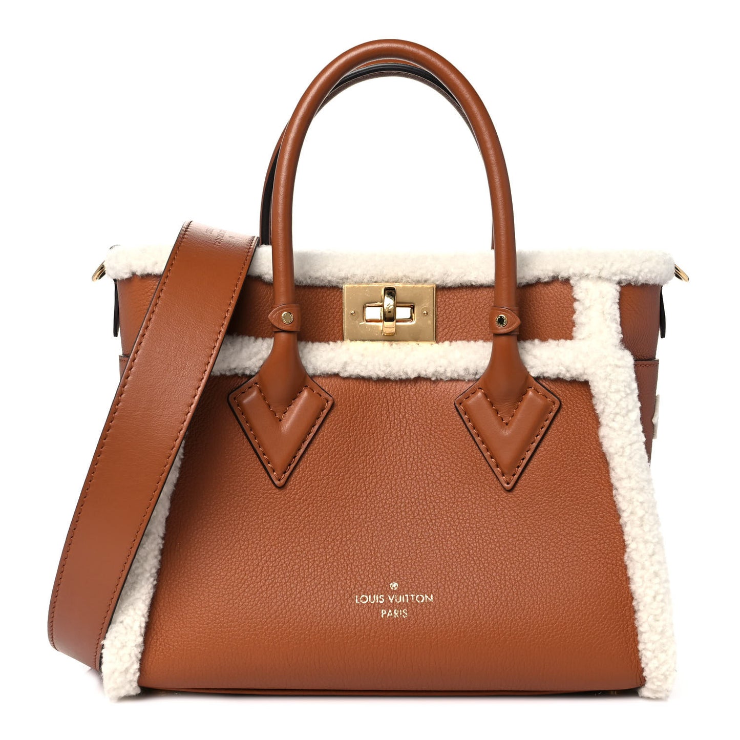 Grained Calfskin Shearling On My Side PM Caramel