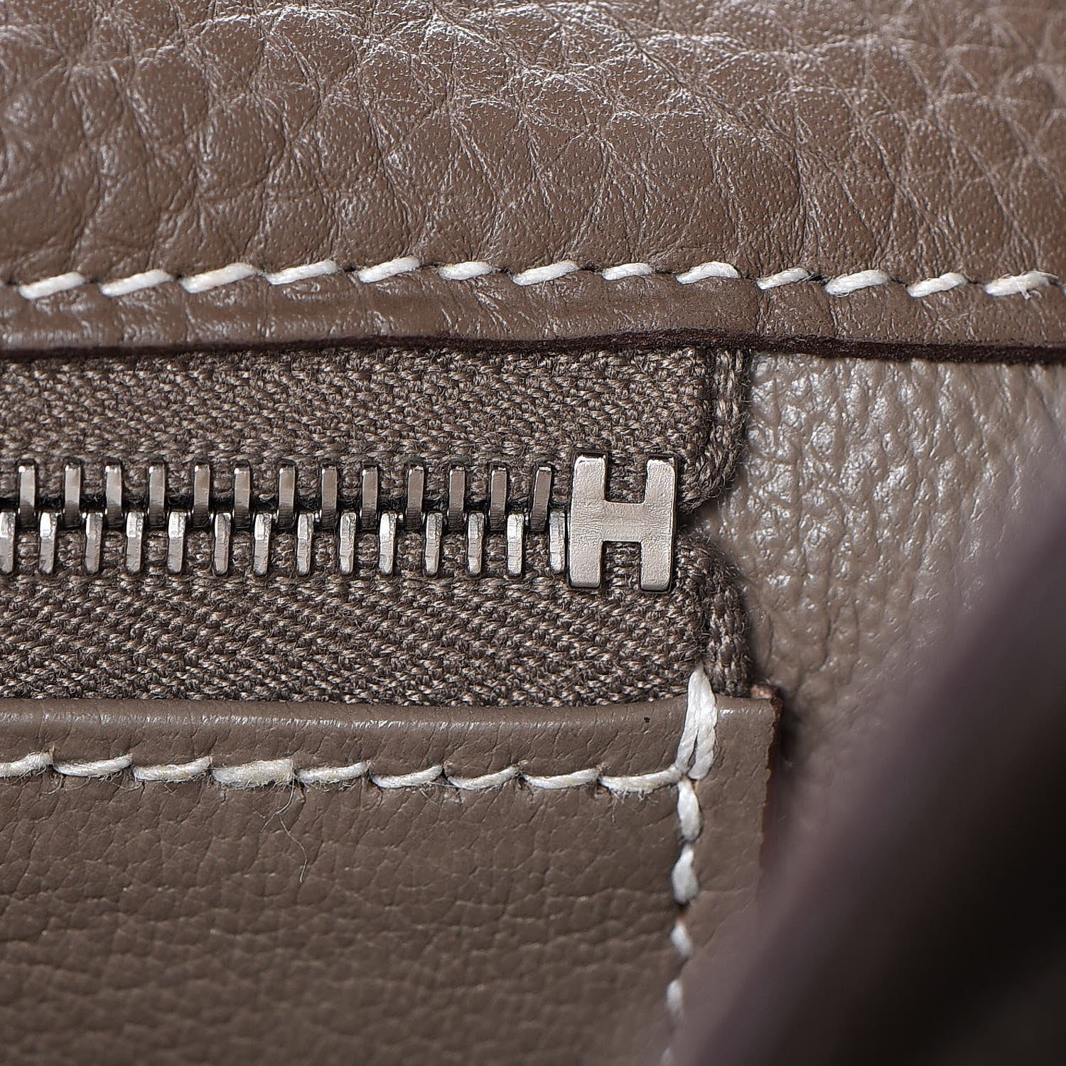 Hermes Taurillon Clemence Shoulder Kelly 40 Etoupe 12 of 38