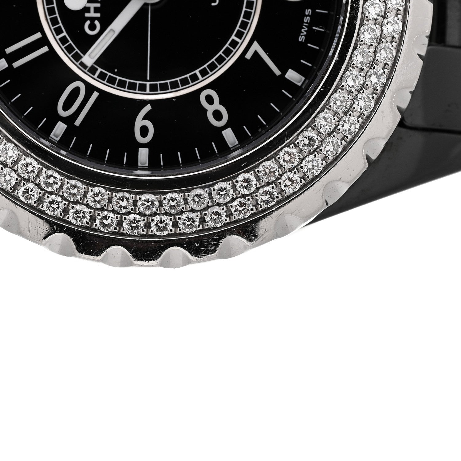 Chanel Stainless Steel Ceramic Diamond Pave Bezel 33mm J12 Quartz Watch Black 5 of 5