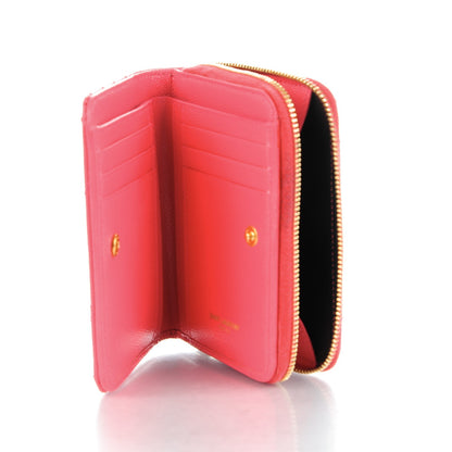 Saint Laurent Grain De Poudre Matelasse Chevron Monogram Compact Zip Around Wallet Rose Clair 5 of 7