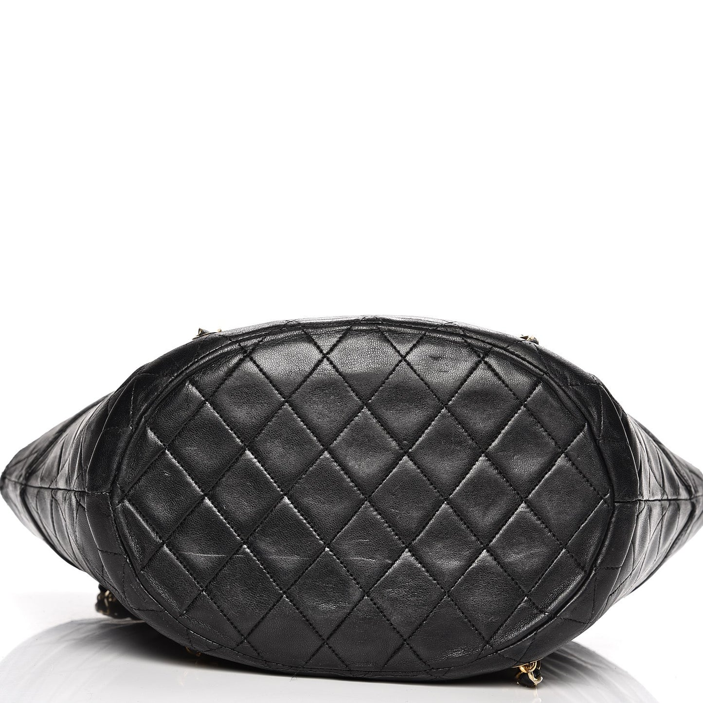 Lambskin Quilted Shopper Tote Black