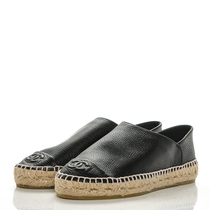 Chanel Grained Calfskin CC Espadrilles 35 Black 3 of 7