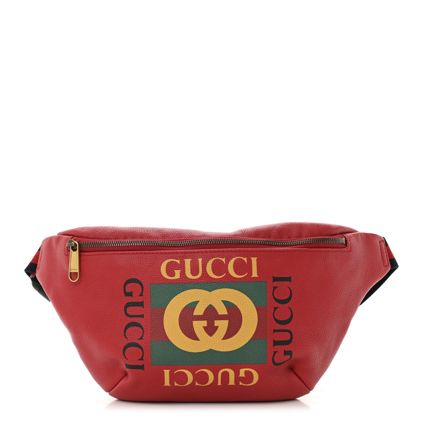 Grained Calfskin Logo Belt Bag Hibiscus Red