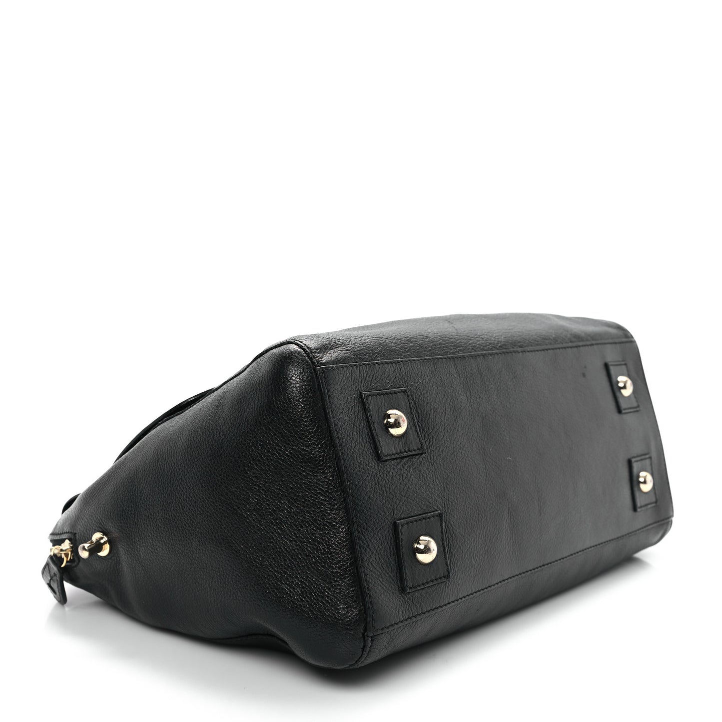 Glossy Goatskin Medium Del Rey Satchel Black