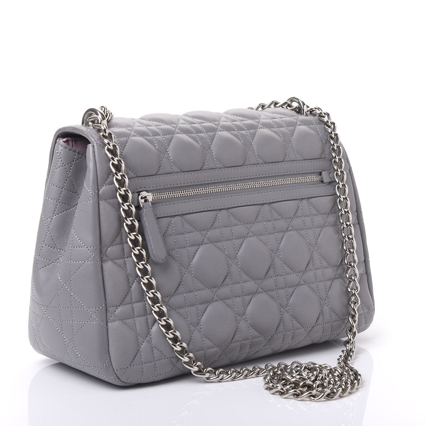 Lambskin Cannage Large Miss Dior Flap Grey