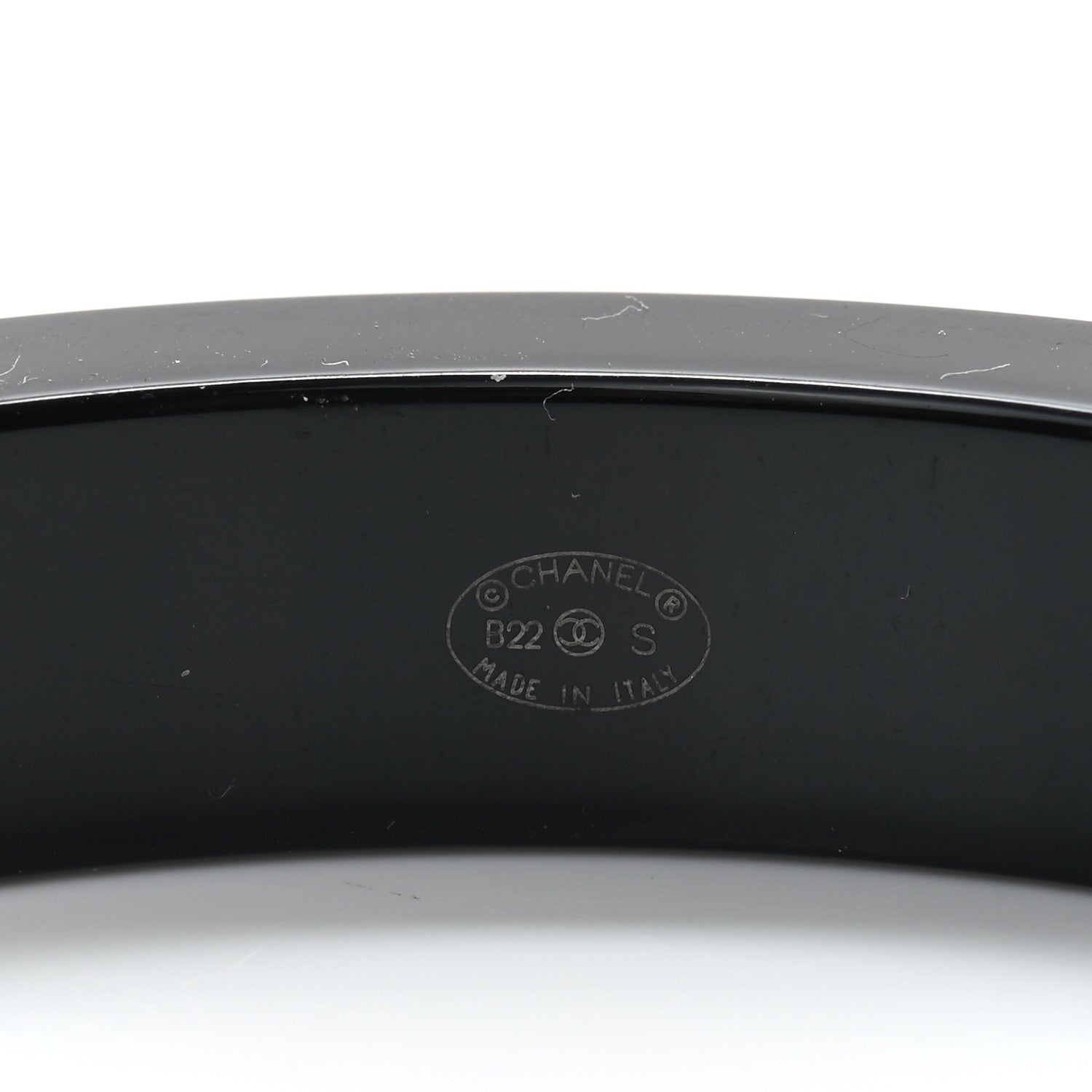 Chanel Resin Logo Bangle Bracelet White Black 4 of 4