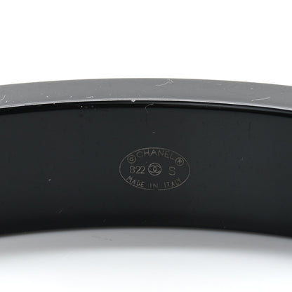 Chanel Resin Logo Bangle Bracelet White Black 4 of 4