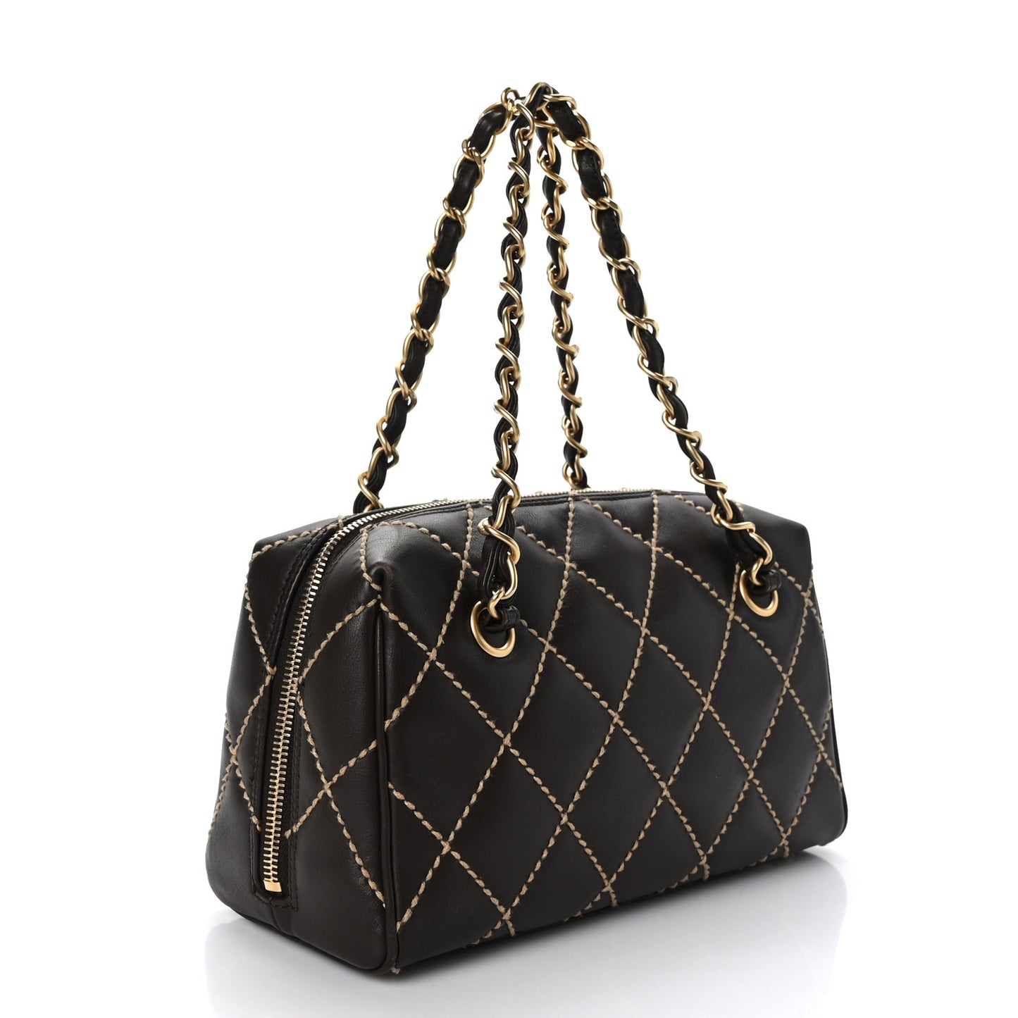 Calfskin Wild Stitch Chain Bag Brown