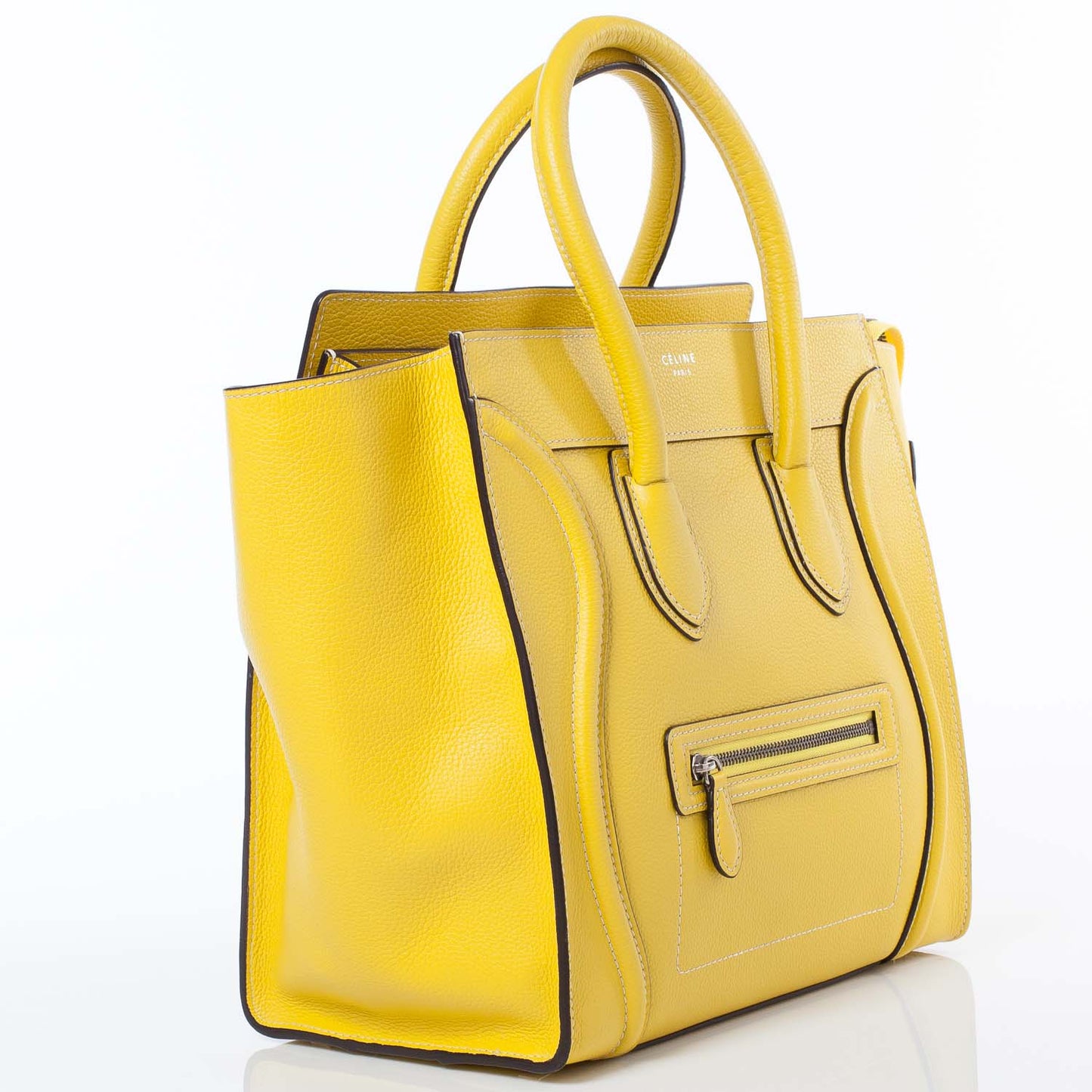 Drummed Calfskin Mini Luggage Citron