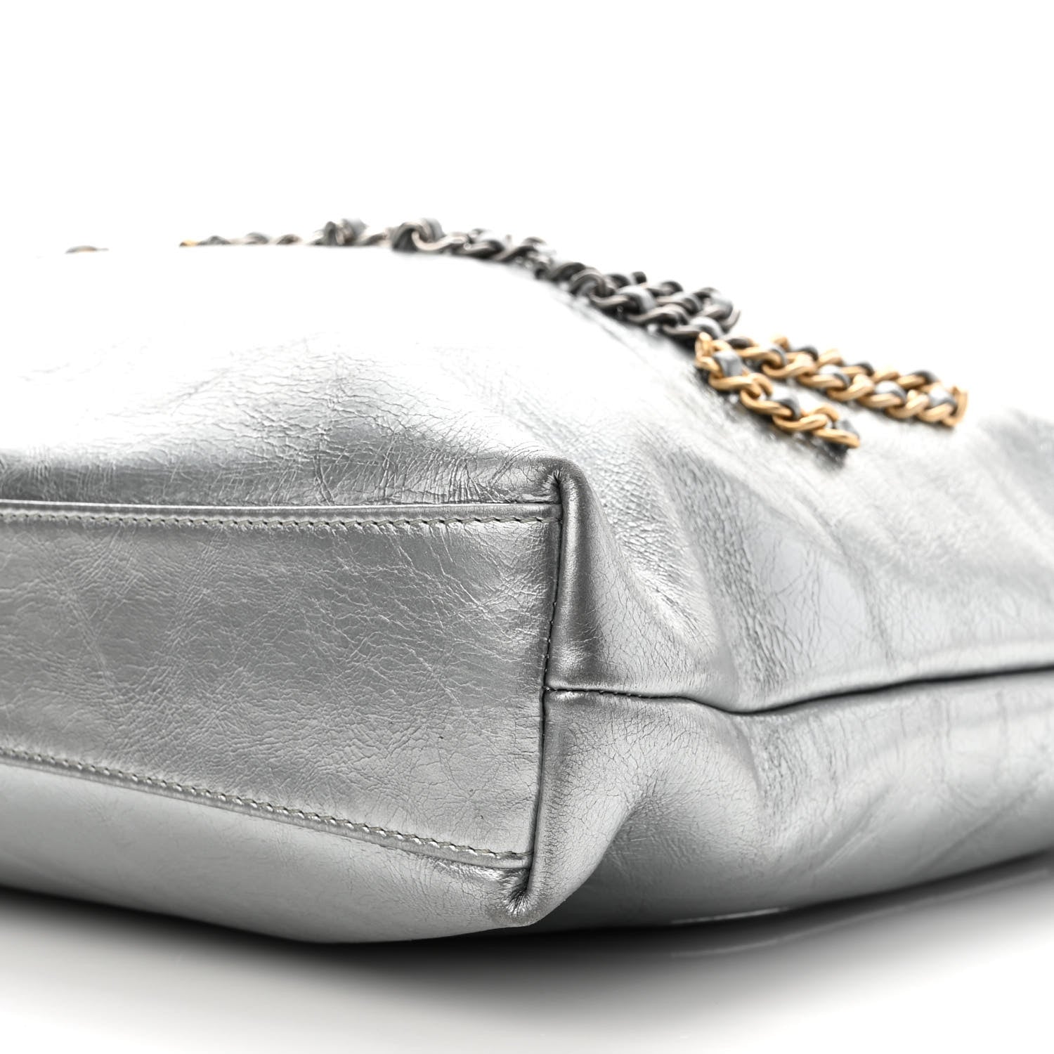 Chanel Metallic Crumpled Calfskin Chain 20s Signe Tote Silver 10 of 10