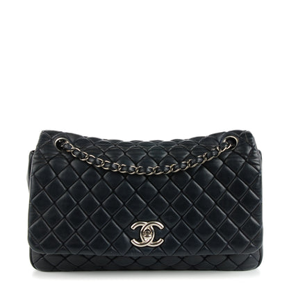 Chanel Iridescent Calfskin Quilted Large New Bubble Flap Navy 1 of 8