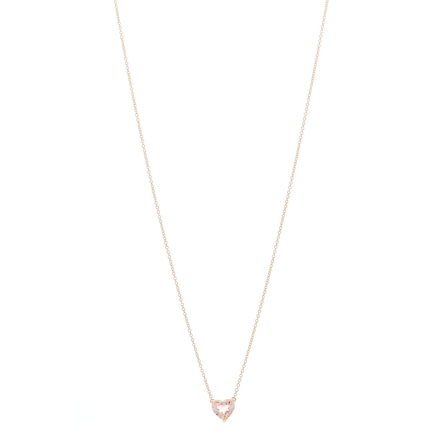 18K Rose Gold Morganite 8mm Chatelaine Heart Pendant Necklace