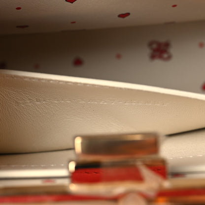 Fendi Vitello Seta Nappa Chinese Valentines Day Karligraphy Small Peekaboo I SEE U Satchel Rosso Cardinale Panna 7 of 9