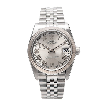 Rolex Stainless Steel 18K White Gold 31mm Oyster Perpetual Datejust Watch Silver Roman 78240 1 of 5