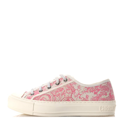 Christian Dior Canvas Toile De Jouy Embroidered Womens Walk'N'Dior Low Top Sneakers 38 Off-White Pink 1 of 9