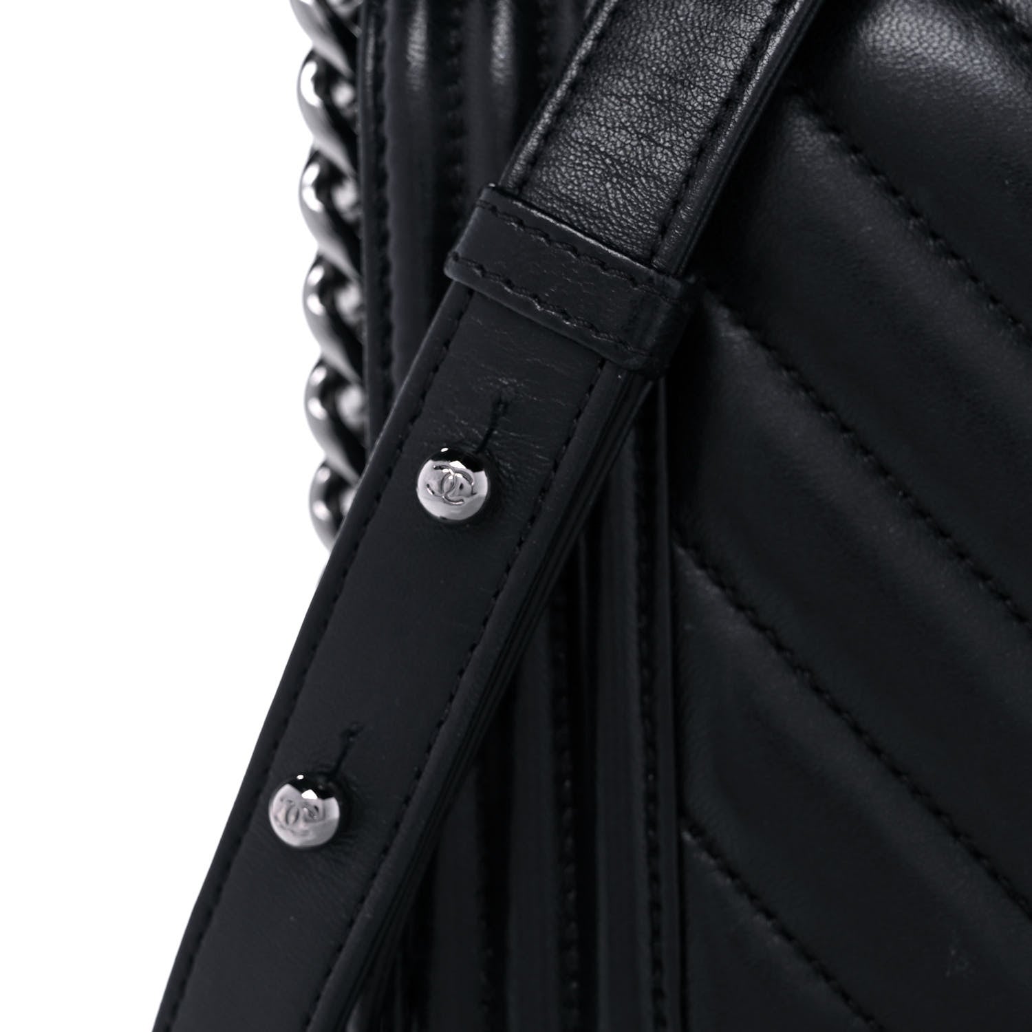Chanel Calfskin Chevron Quilted Medium Boy Flap Black 15 of 17
