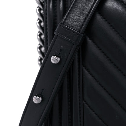Chanel Calfskin Chevron Quilted Medium Boy Flap Black 15 of 17
