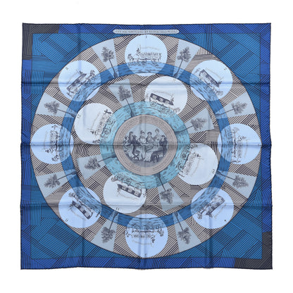 Hermes Silk Jeu Des Omnibus Remix Scarf 90 Cobalt Ciel Gris 1 of 4