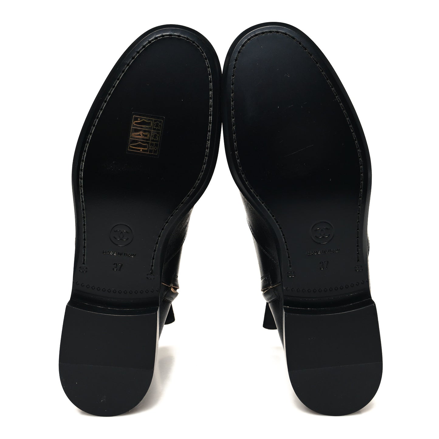 Aged Calfskin CC Ankle Boots 37 Black