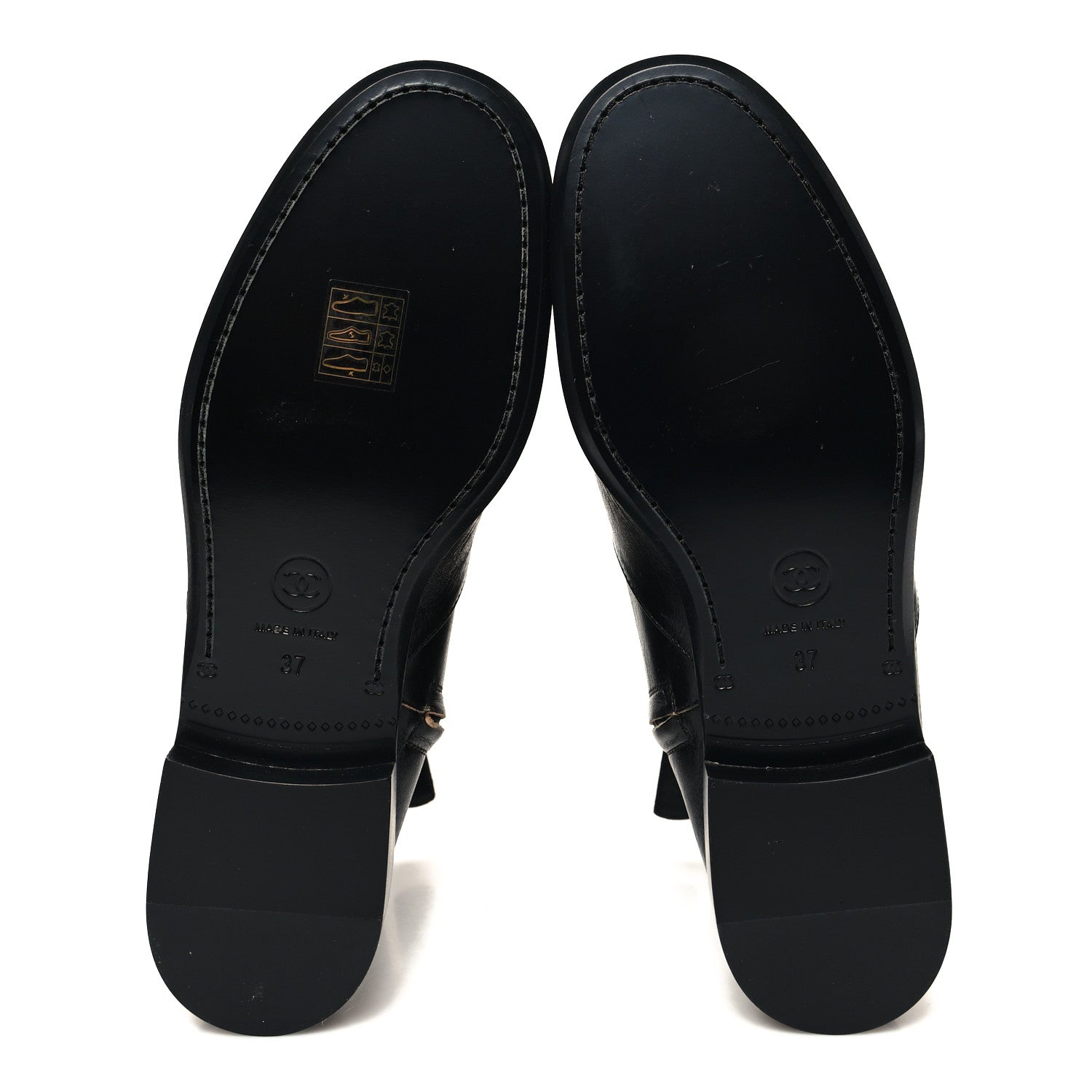 Chanel Aged Calfskin CC Ankle Boots 37 Black 5 of 8