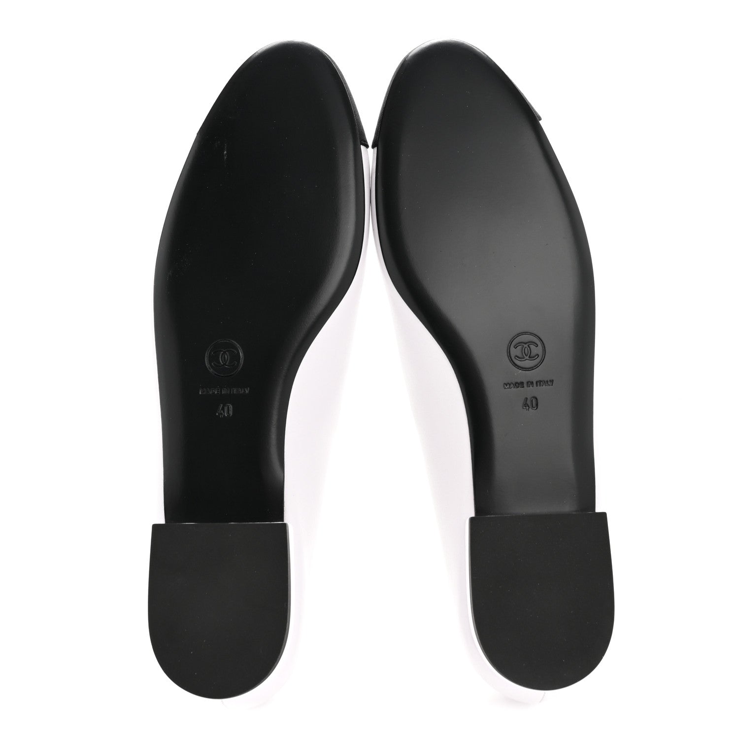 Chanel Calfskin Grosgrain Cap Toe CC Moccasin Loafers 40 White Black 12 of 22