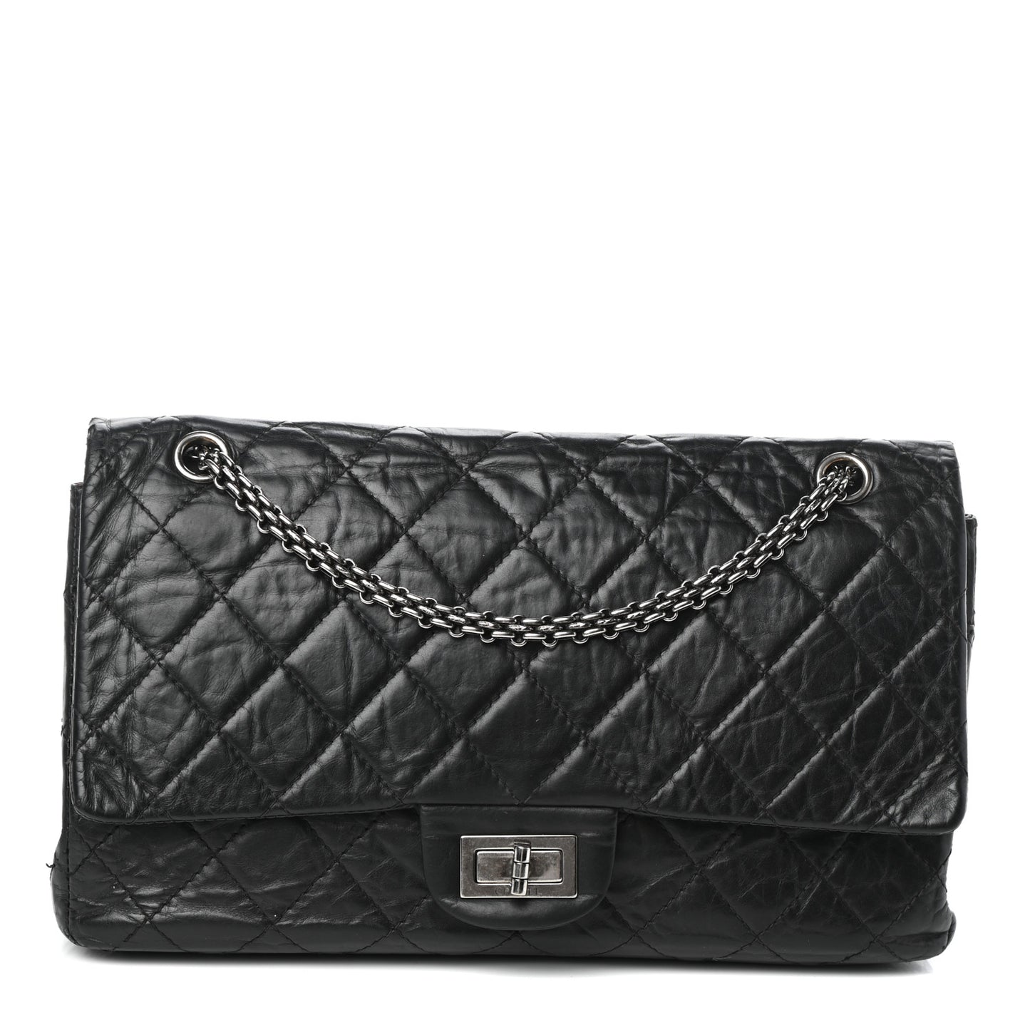 Aged Calfskin Quilted 2.55 Reissue 227 Flap Black