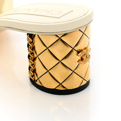 Chanel Lambskin Chain CC Mules 38 White Gold 8 of 13