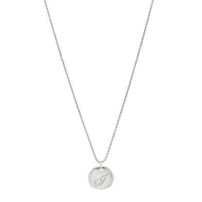 Tiffany Sterling Silver Letter J Disc Pendant Necklace 1 of 6