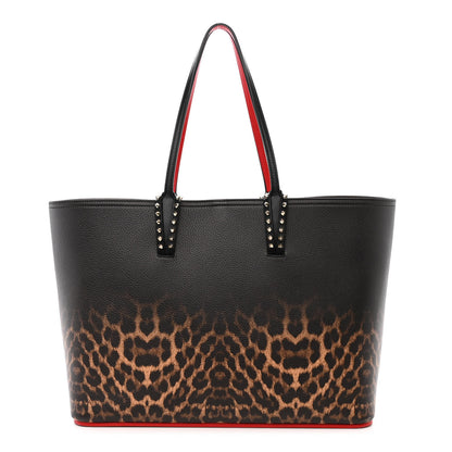 Christian Louboutin Calfskin Degrade Leopard Print Spikes East West Cabata Tote Black Multi 3 of 12