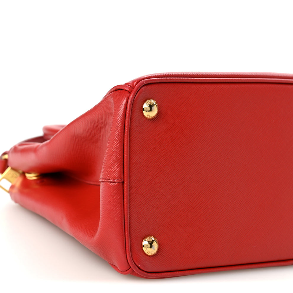 Knote Icon Prada Saffiano Lux Small Galleria Double Zip Tote Fuoco 1994635 ...