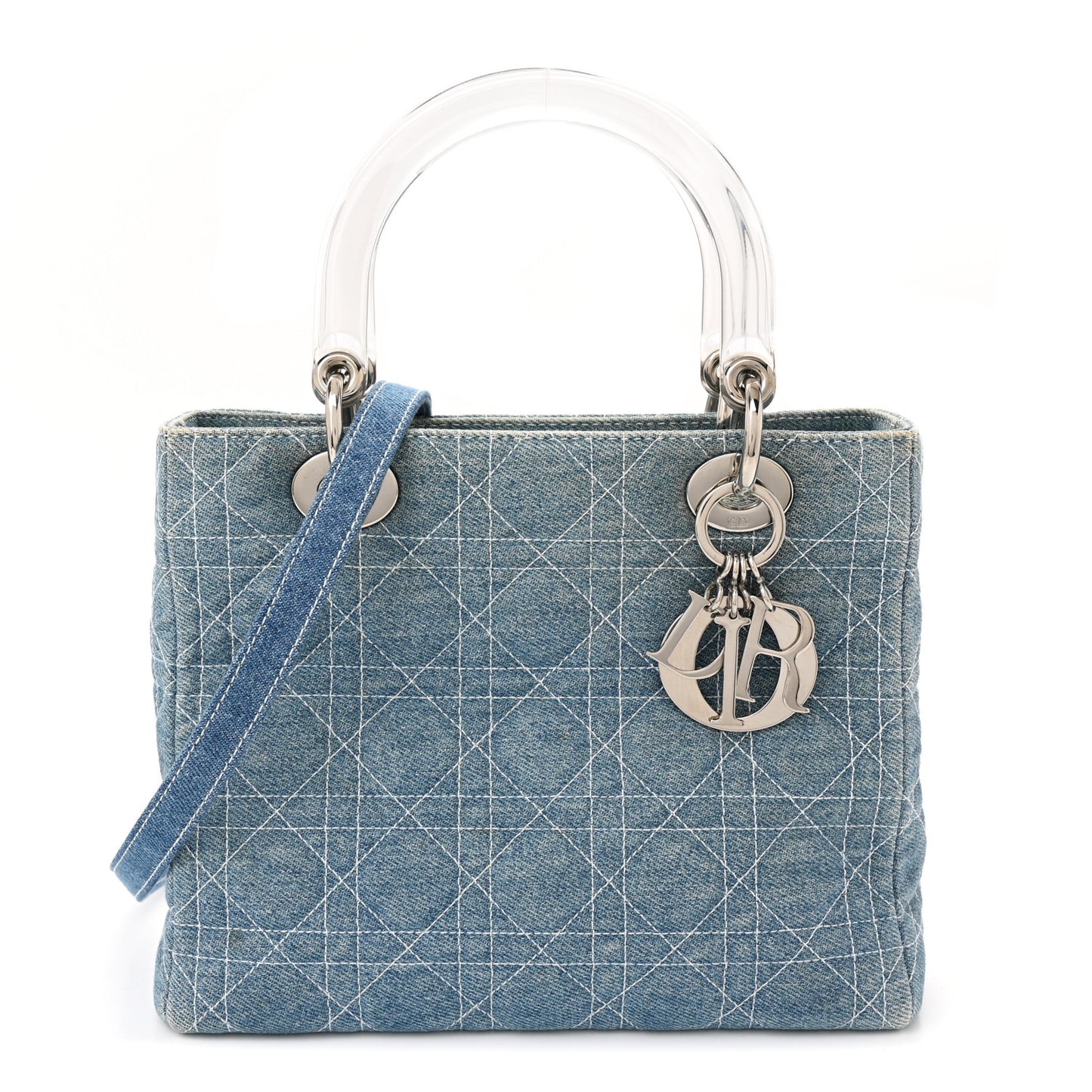 Denim Cannage Medium Lady Dior Light Blue