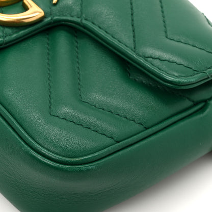 Gucci Calfskin Matelasse Super Mini GG Marmont Shoulder Bag Emerald Green 12 of 18