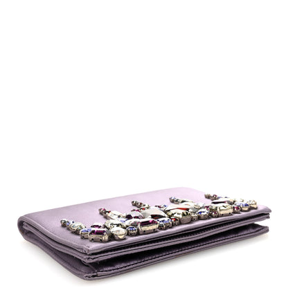 Prada Satin Raso Crystal Embellished Clutch Mirtillo 4 of 10
