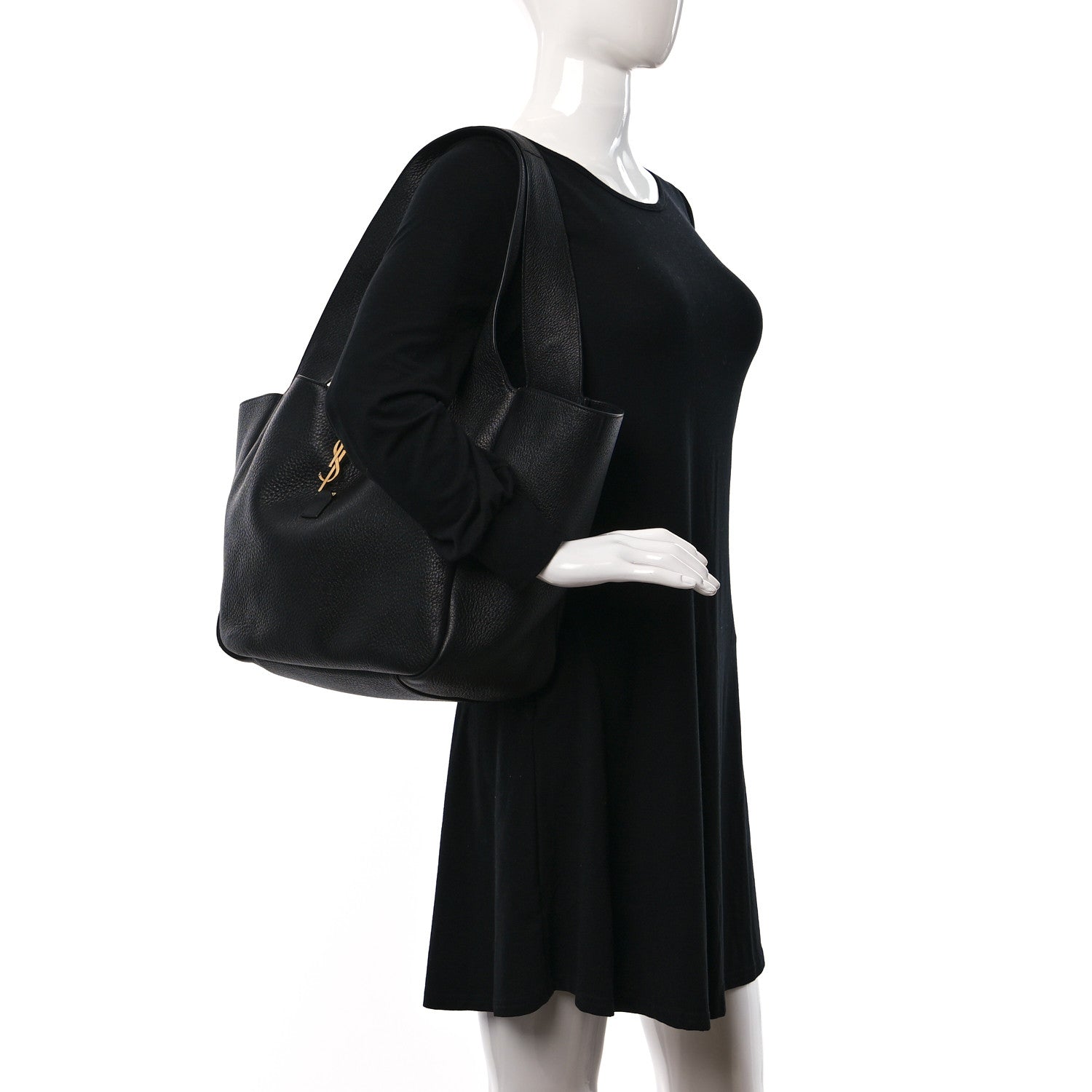 Saint Laurent Grained Deerskin Bea Tote Black 2 of 8