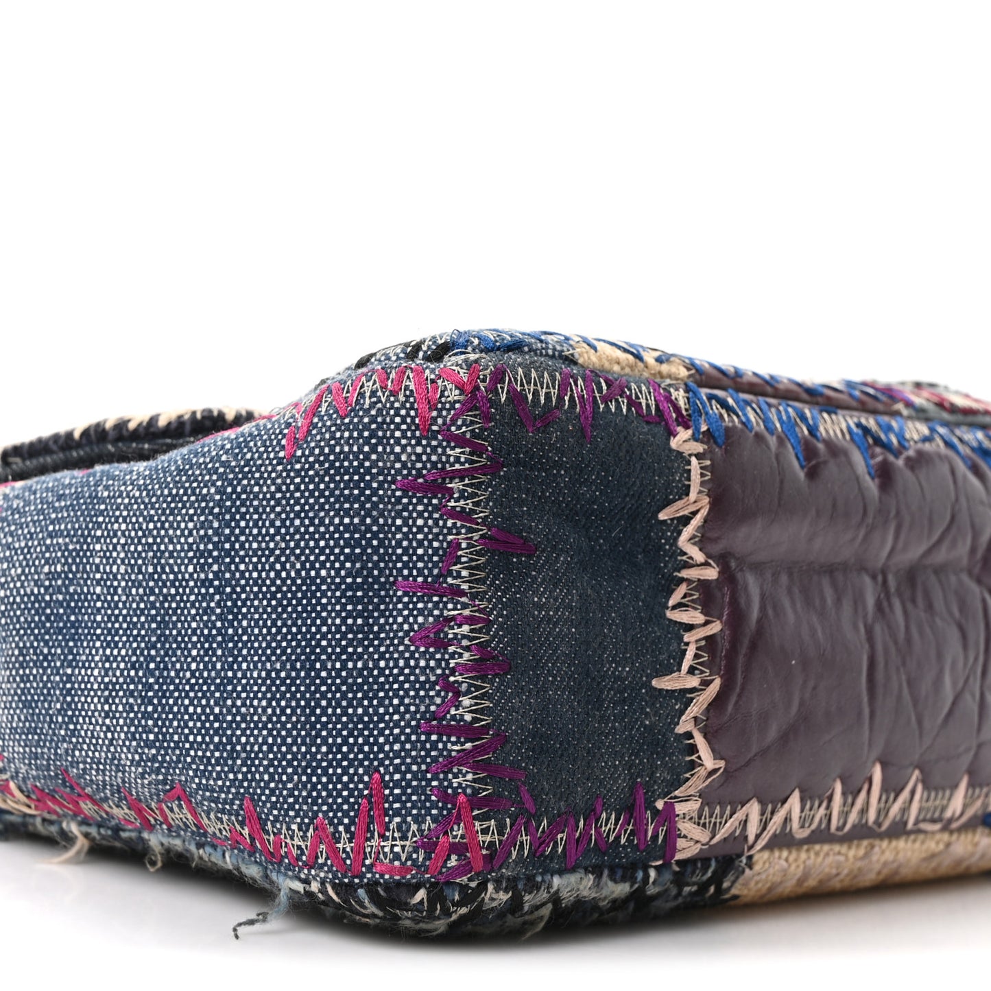 Denim Tweed Patchwork Jumbo Single Flap Multicolor