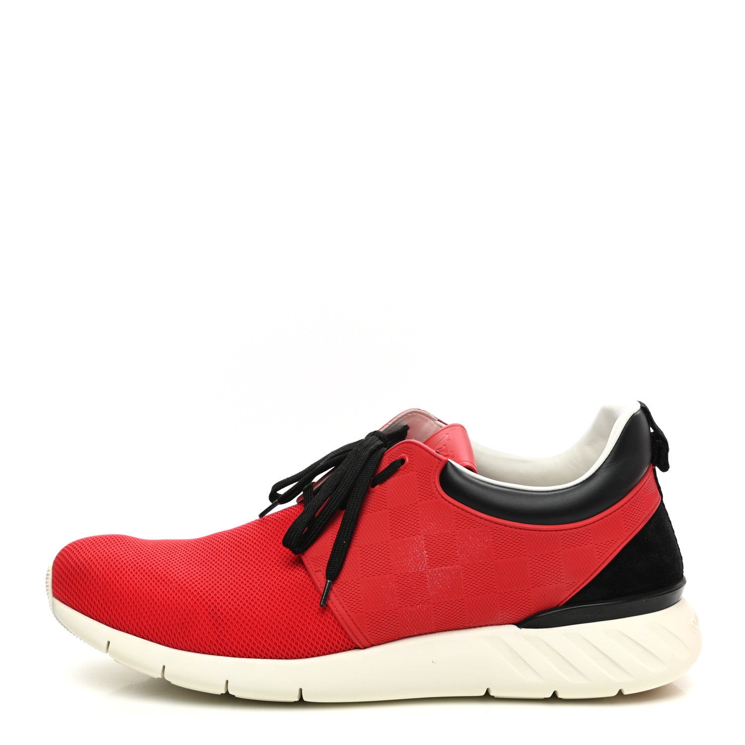 Louis Vuitton Rubber Mesh Suede Damier Fastlane Low Sneakers 12 Rouge 1 of 9
