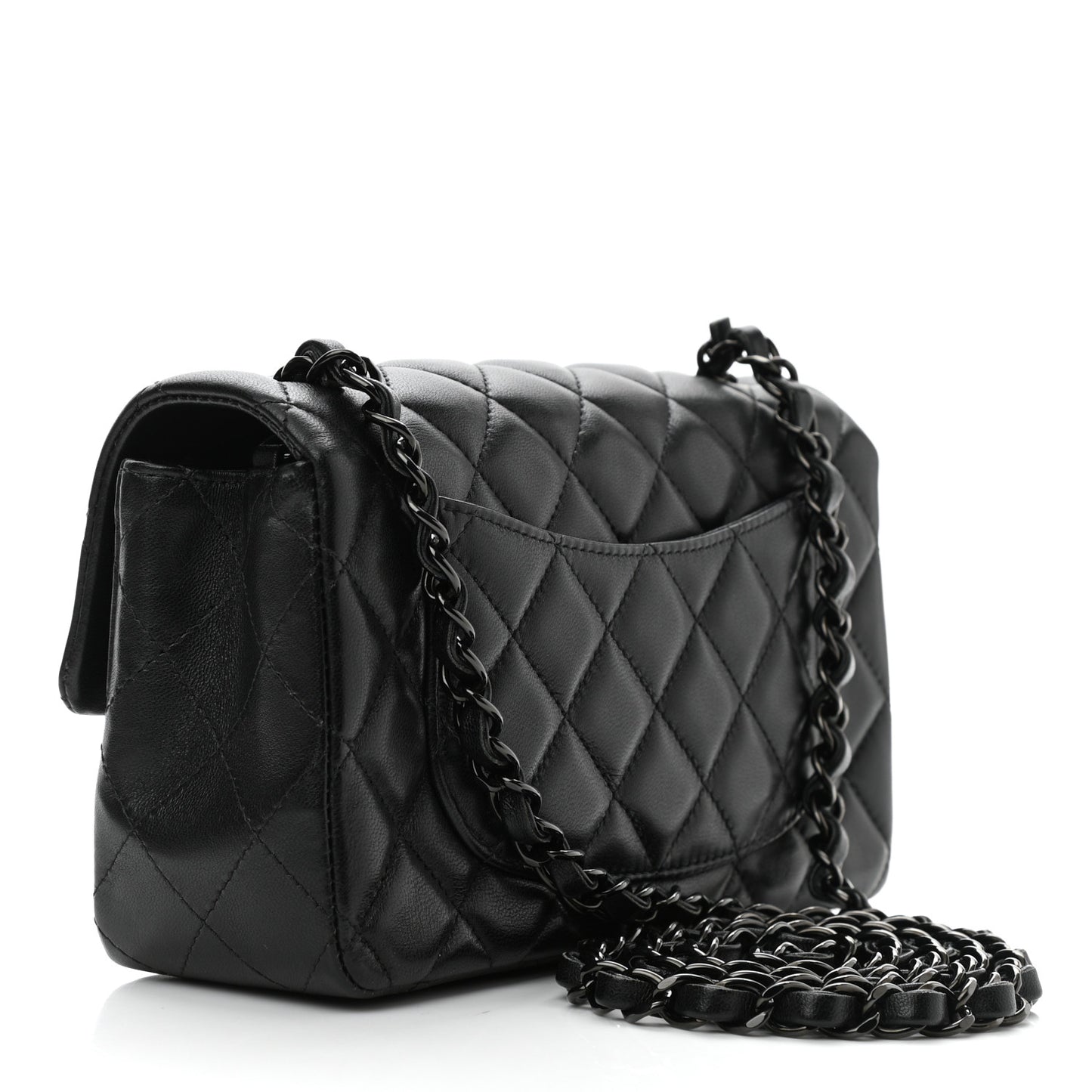 Lambskin Quilted Mini Rectangular Flap So Black