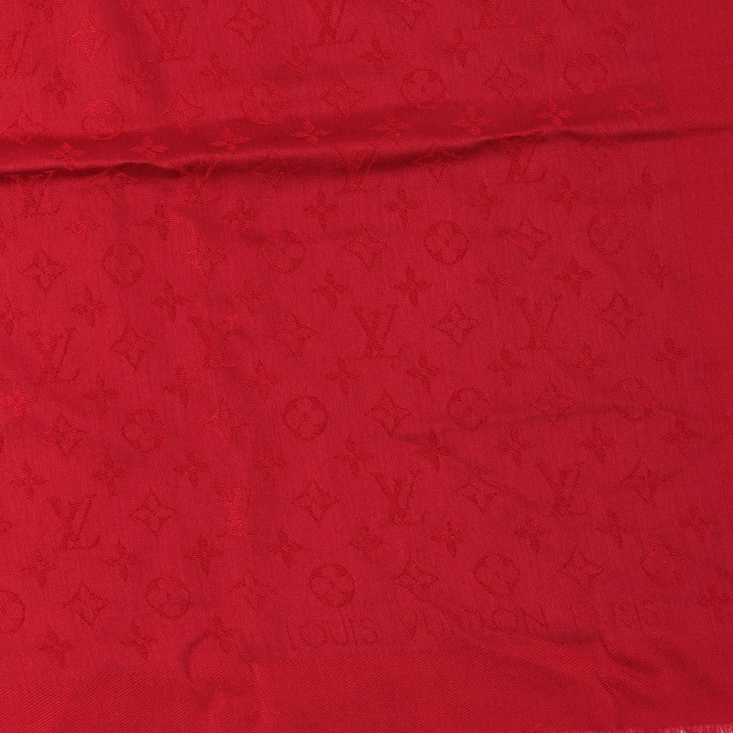 Wool Silk Monogram Denim Shawl Pomme D'Amour