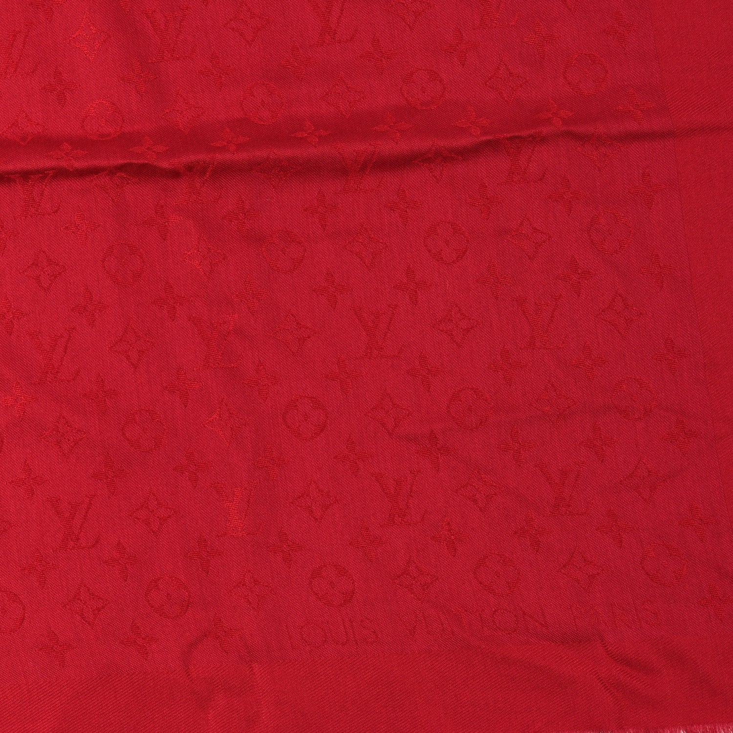 Louis Vuitton Wool Silk Monogram Denim Shawl Pomme D'Amour 2 of 4