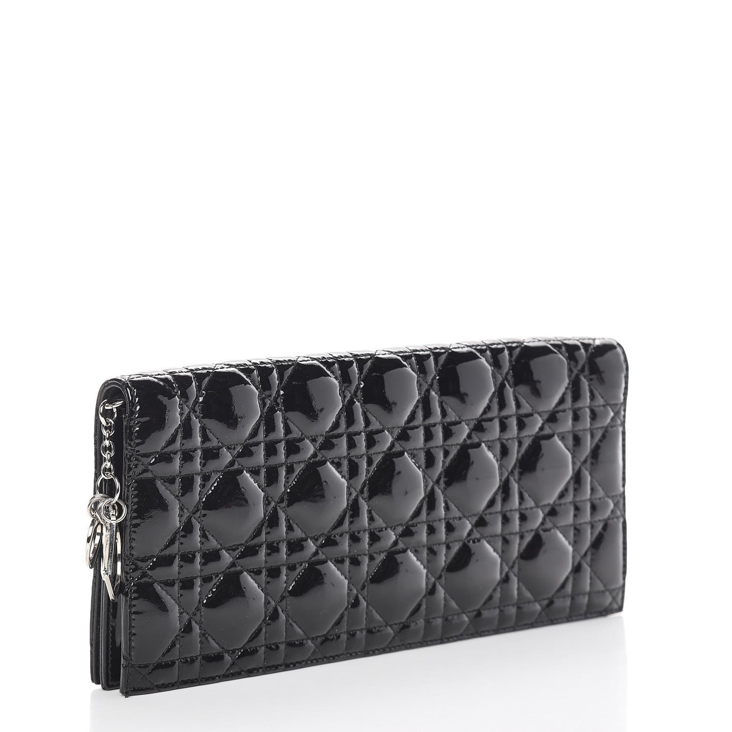 Patent Cannage Lady Dior Convertible Clutch Black