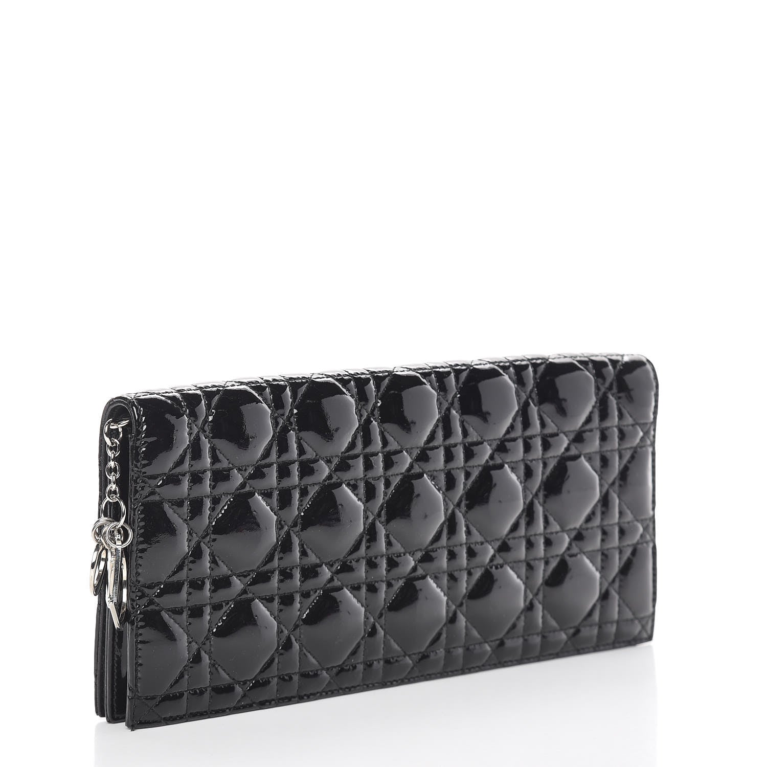 Christian Dior Patent Cannage Lady Dior Convertible Clutch Black 3 of 9