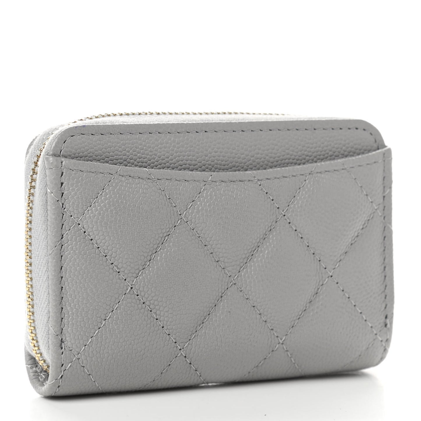 Caviar Quilted Zip Coin Purse Grey