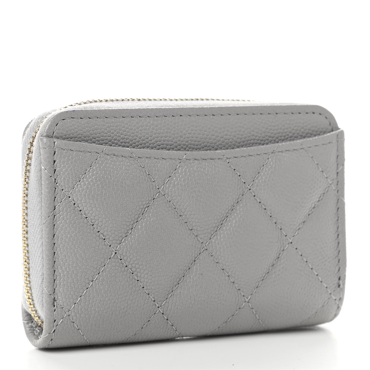 Chanel Caviar Quilted Zip Coin Purse Grey 3 of 7