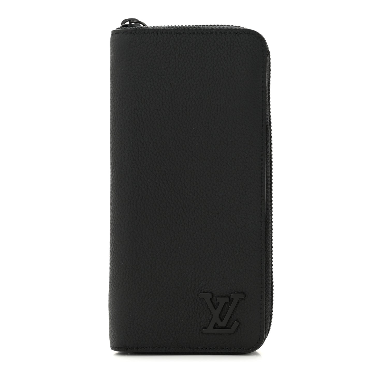 Grained Calfskin Aerogram Zippy Wallet Black