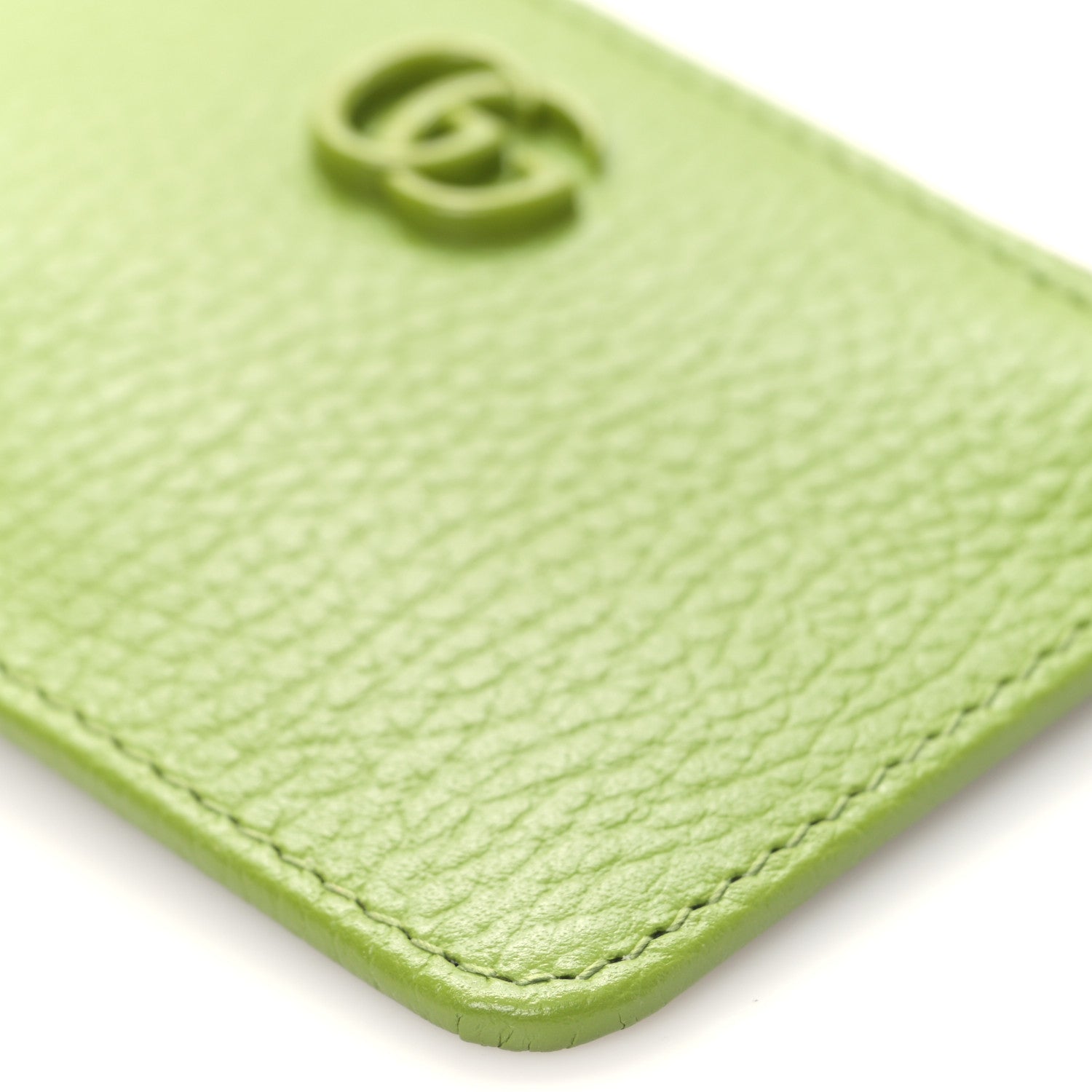 Gucci Dollar Calfskin Enamel Monochrome GG Marmont Key Case Card Holder Lemon Leaf 8 of 9